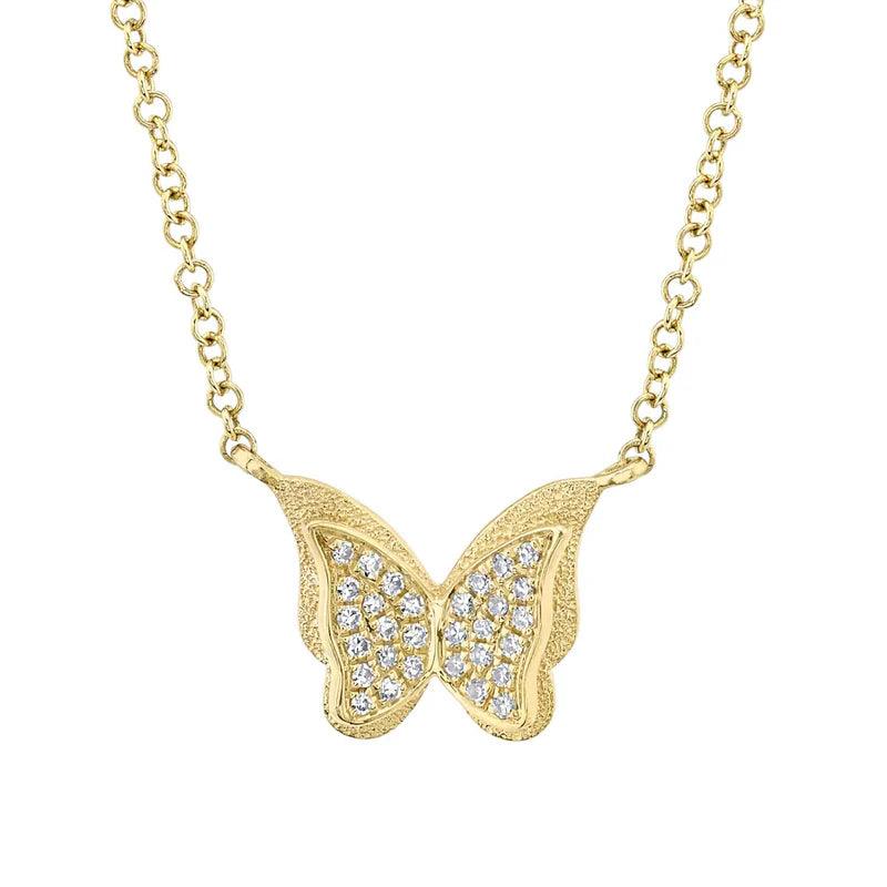 0.06CT Diamond Butterfly Necklace | Necklaces in 14K Gold = Nancy's Jewelry