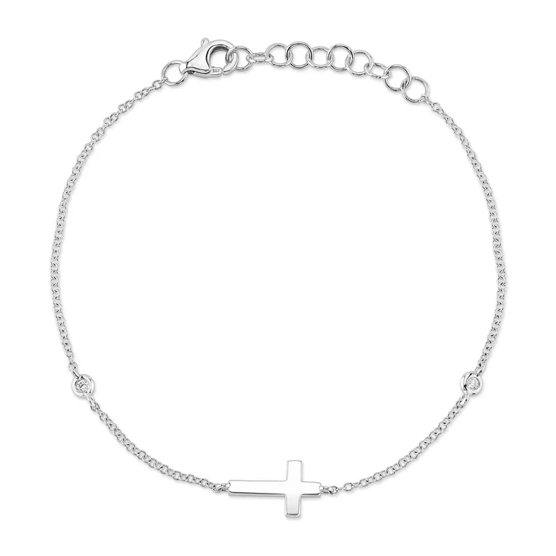 0.03CT Diamond Bezel Cross Bracelet