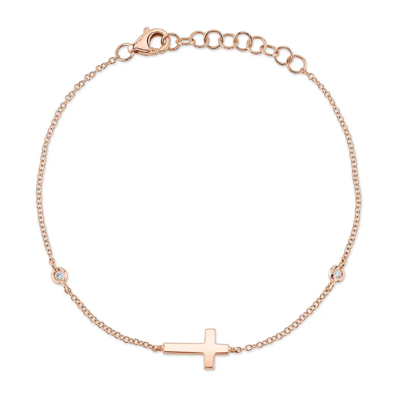 0.03CT Diamond Bezel Cross Bracelet