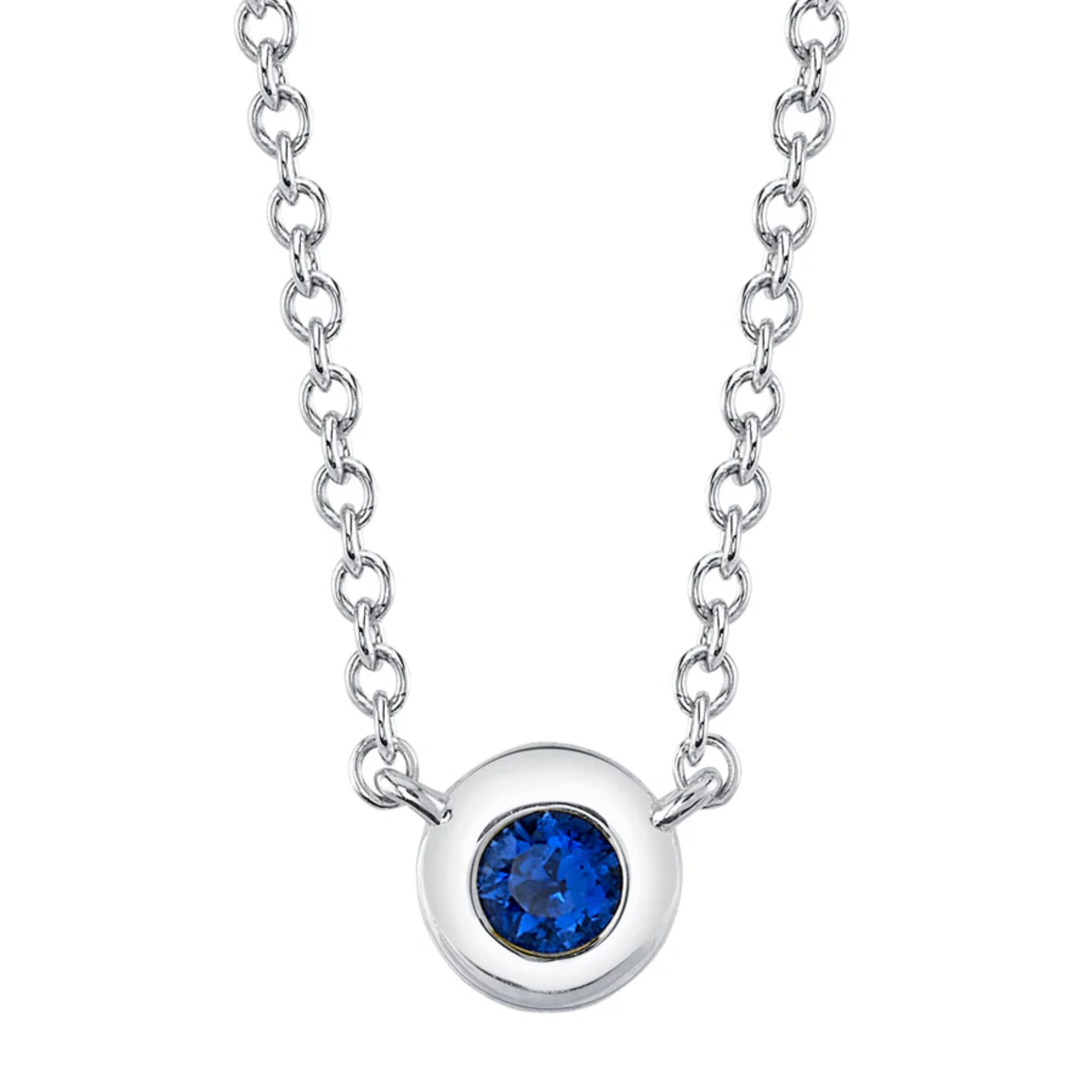 Blue Sapphire Bezel Necklace