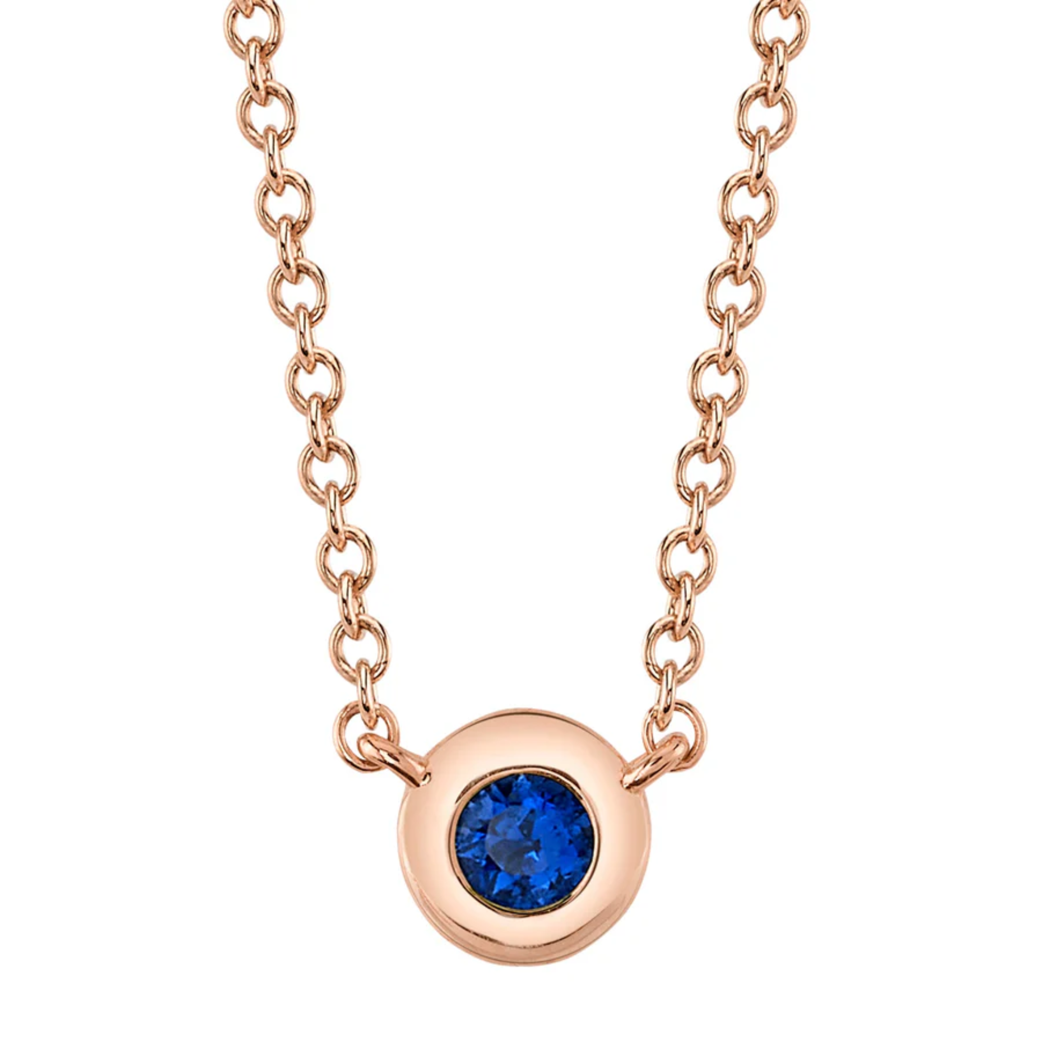 Blue Sapphire Bezel Necklace