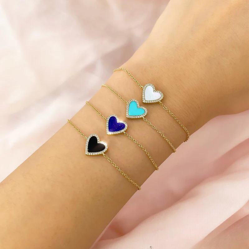 0.09CT Diamond & 0.60CT Turquoise Heart Bracelet
