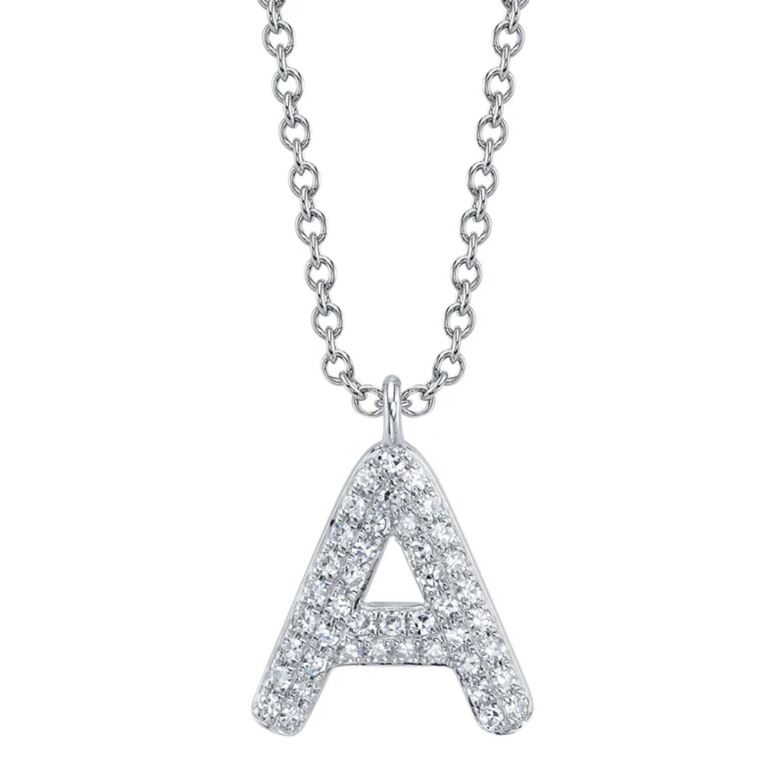 Pavé Initial Necklace solid 14K gold jewelry