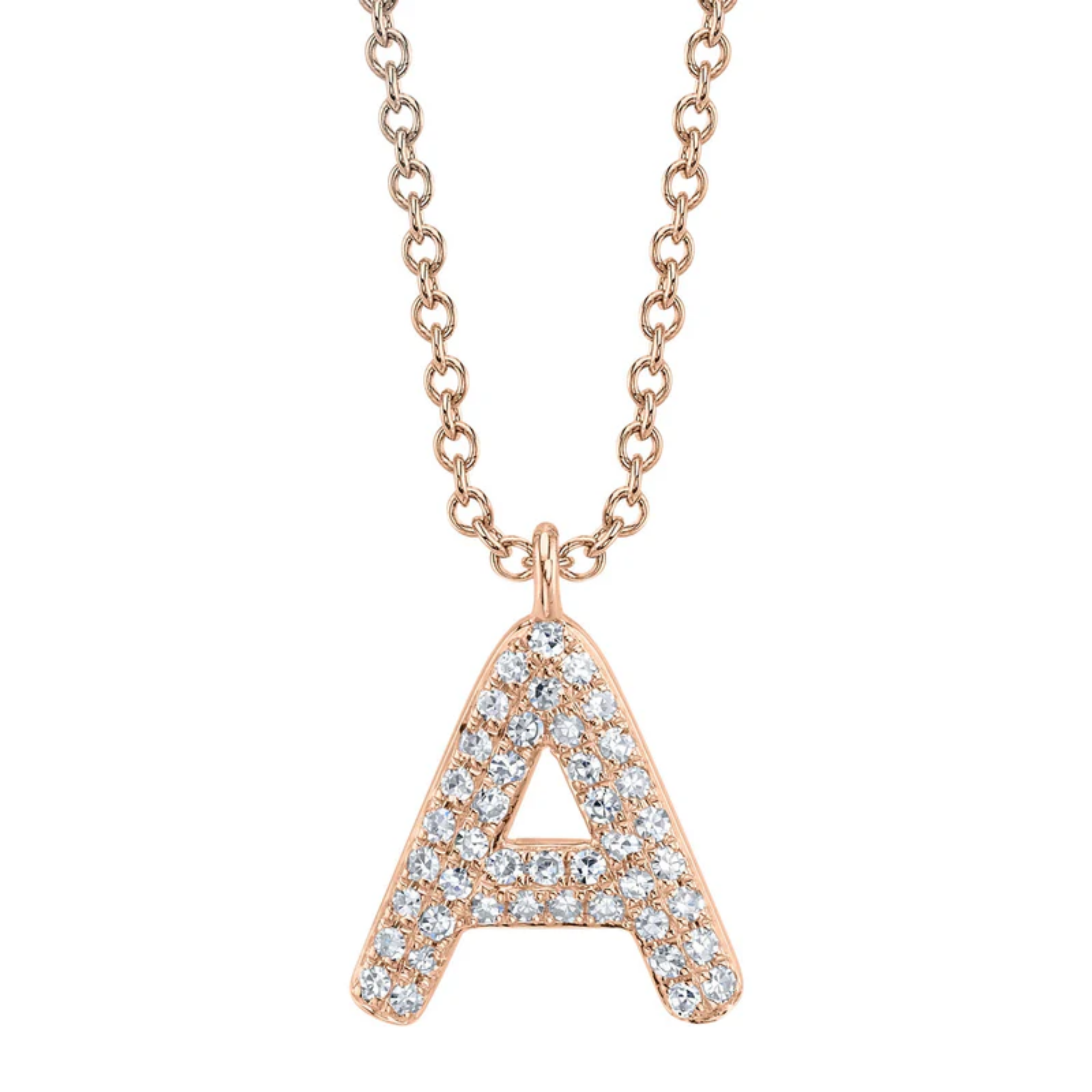 Pavé Initial Necklace solid 14K gold jewelry
