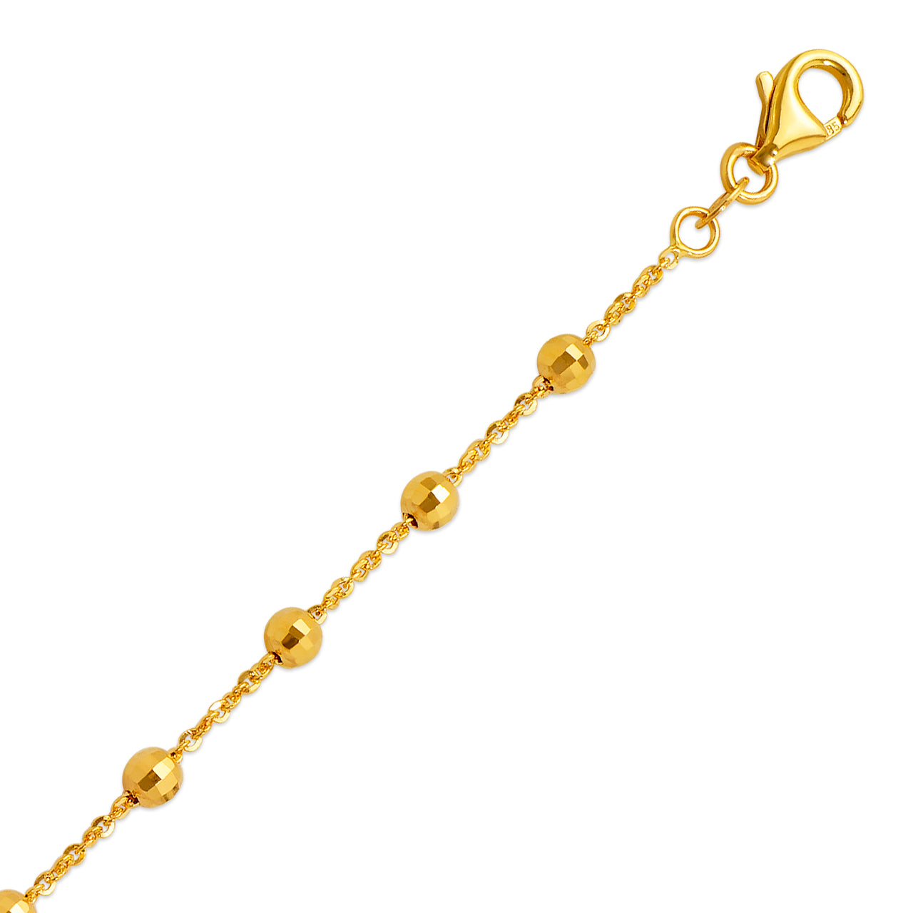 Large Diamond Cut Ball Bracelet solid 14K gold jewelry
