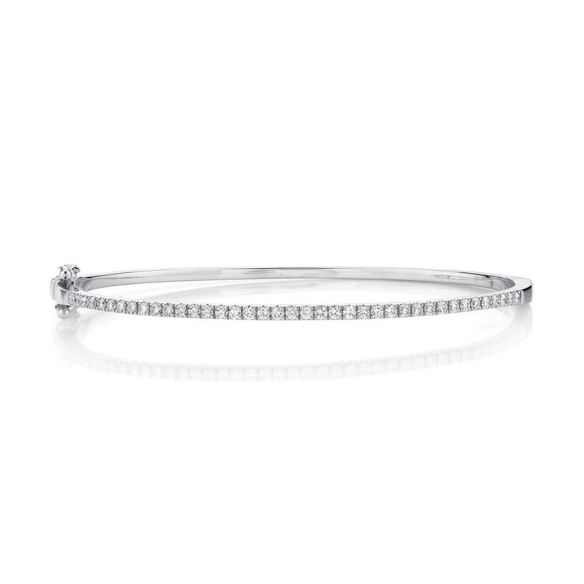 14K White Gold Diamond Tennis Bangle Bracelet