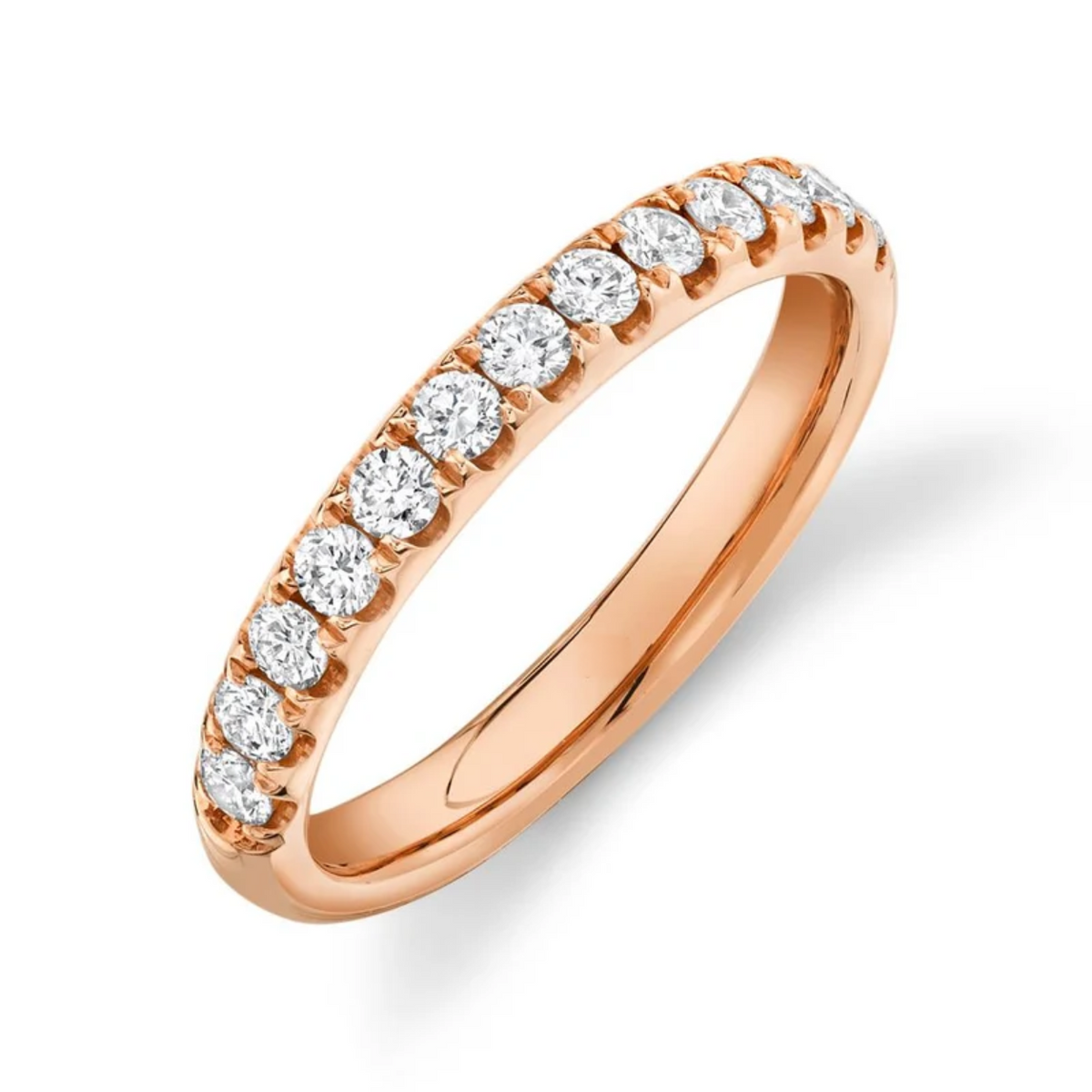14K Rose Gold Diamond Halfway Band