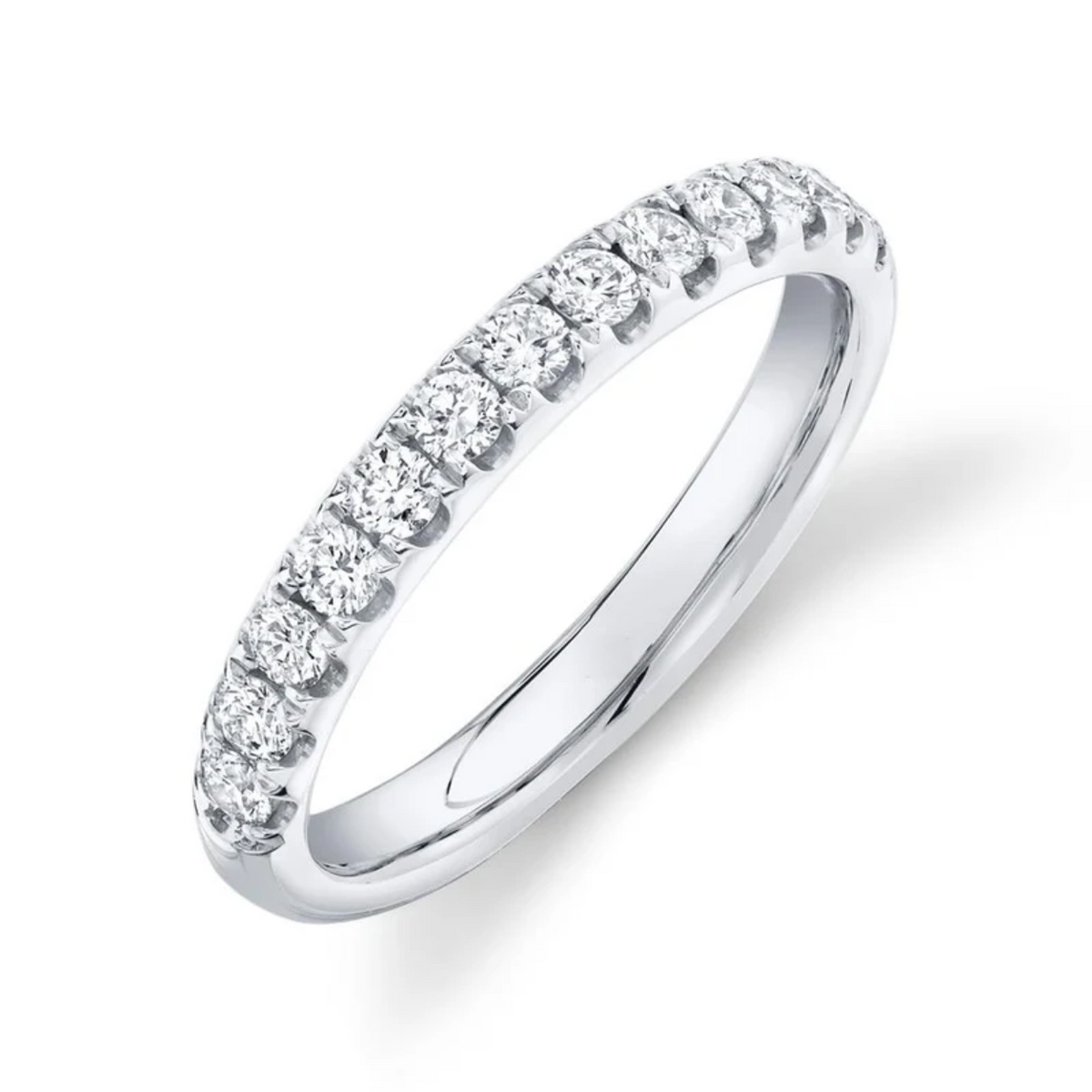 14K White Gold Diamond Halfway Band