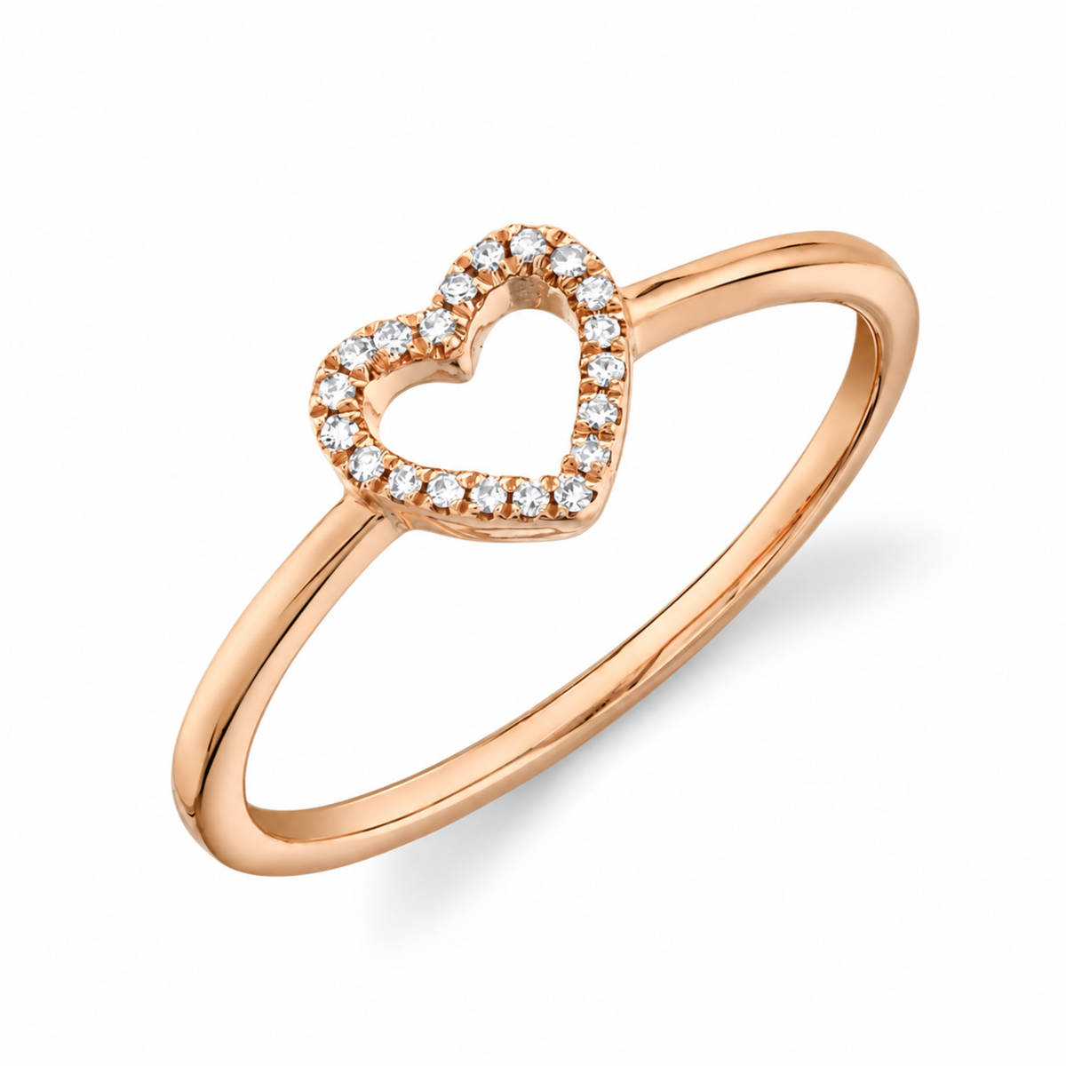 Open Heart Diamond Ring