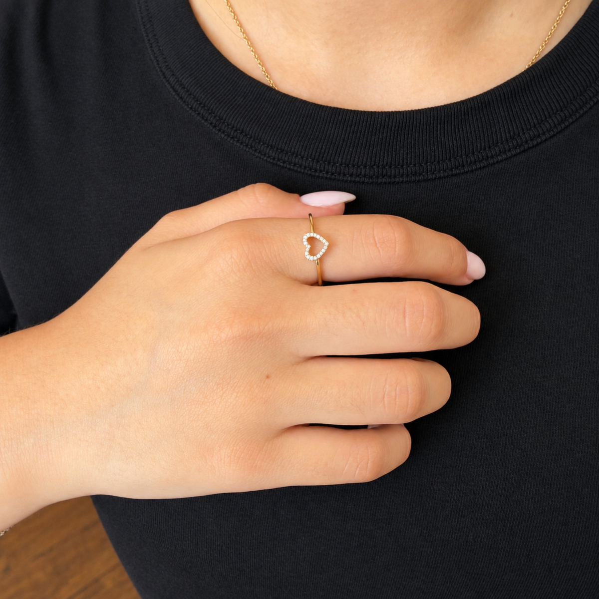 Open Heart Diamond Ring
