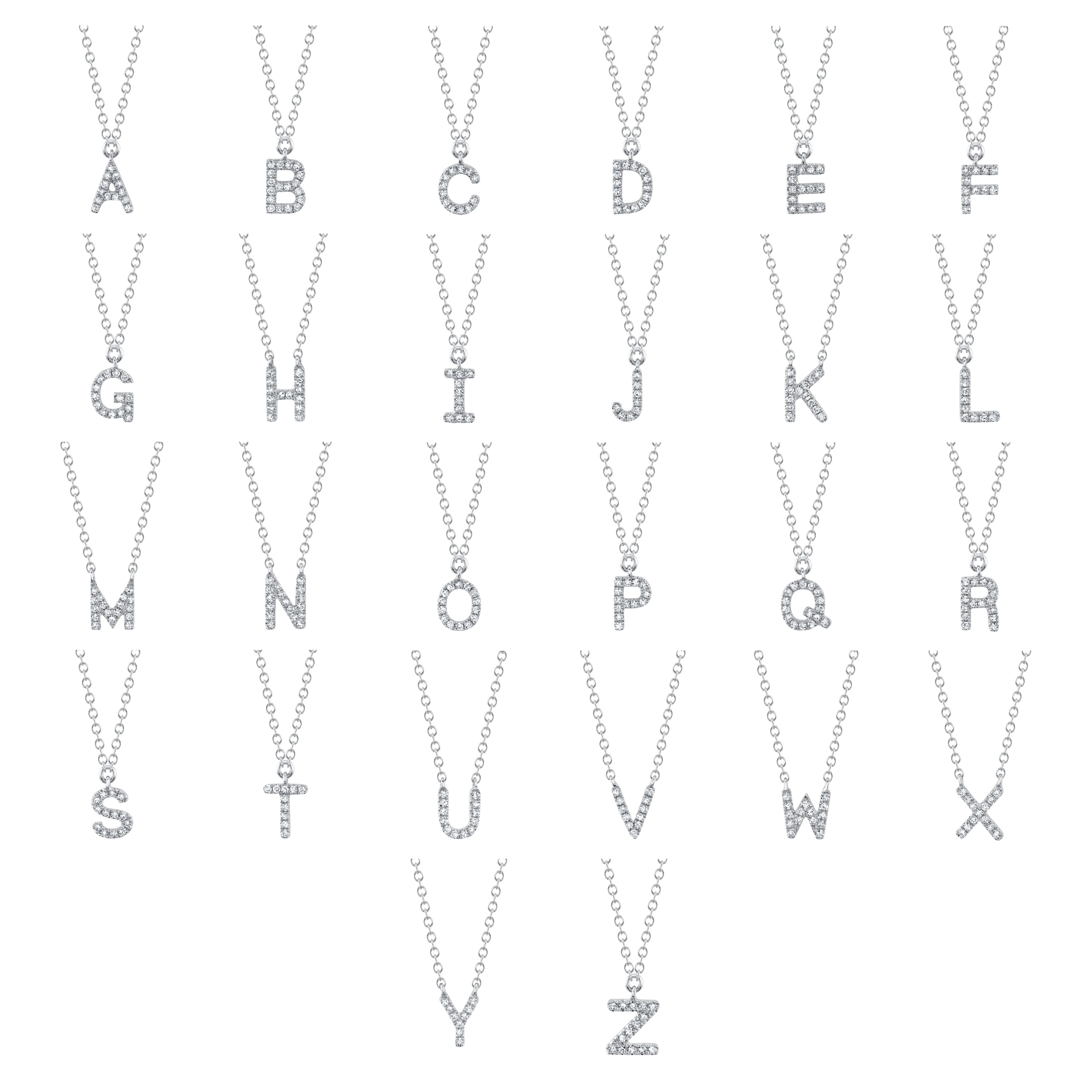 Diamond Initial Necklace solid 14K gold jewelry
