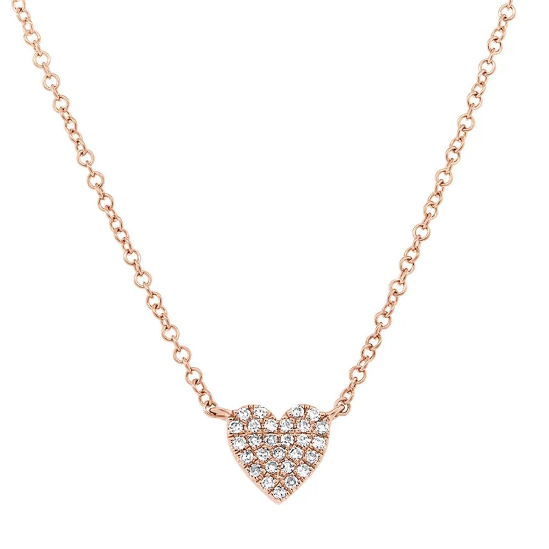 14K Rose Gold Diamond Heart Necklace