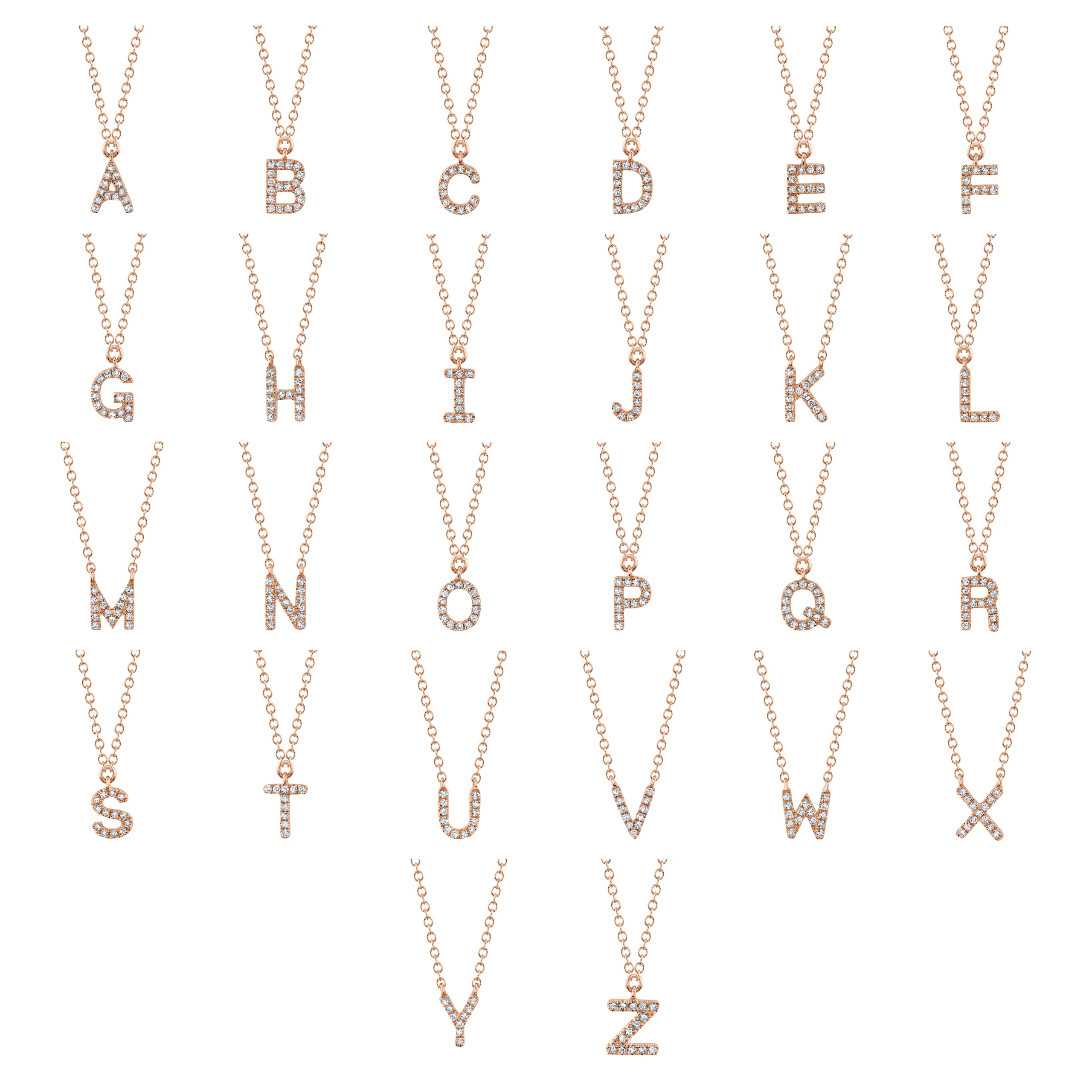 Diamond Initial Necklace solid 14K gold jewelry