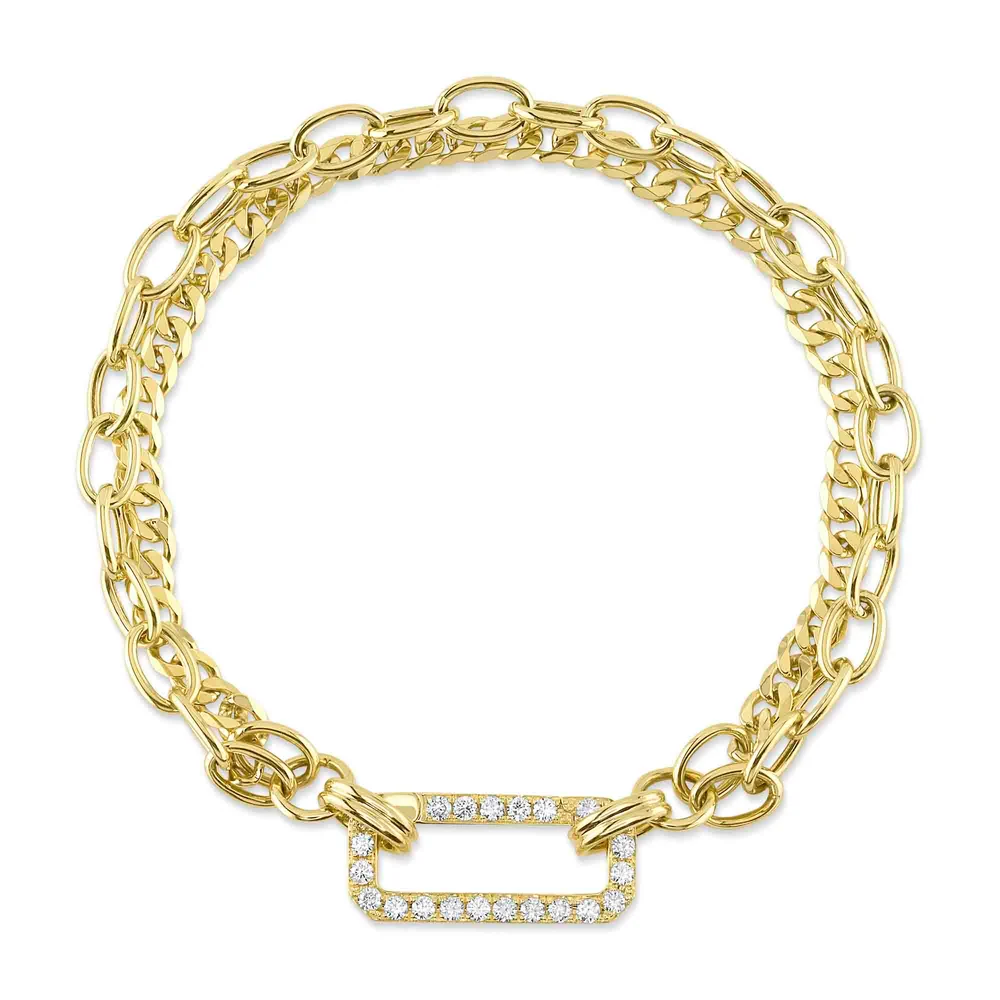 14K Yellow Gold Diamond Mixed Link Bracelet