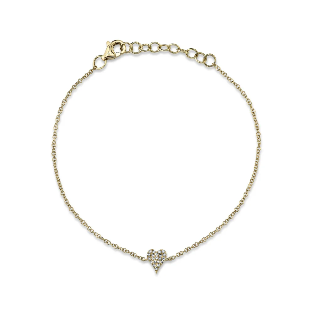 14K Yellow Gold Pointy Diamond Heart Bracelet
