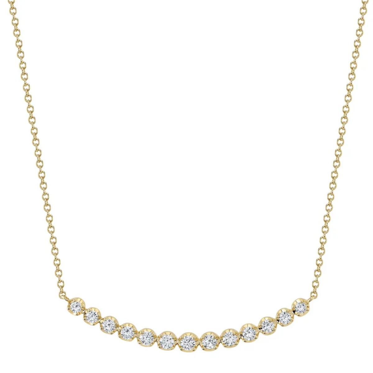 14k Yellow Gold Diamond Crown-Set Chain Necklace