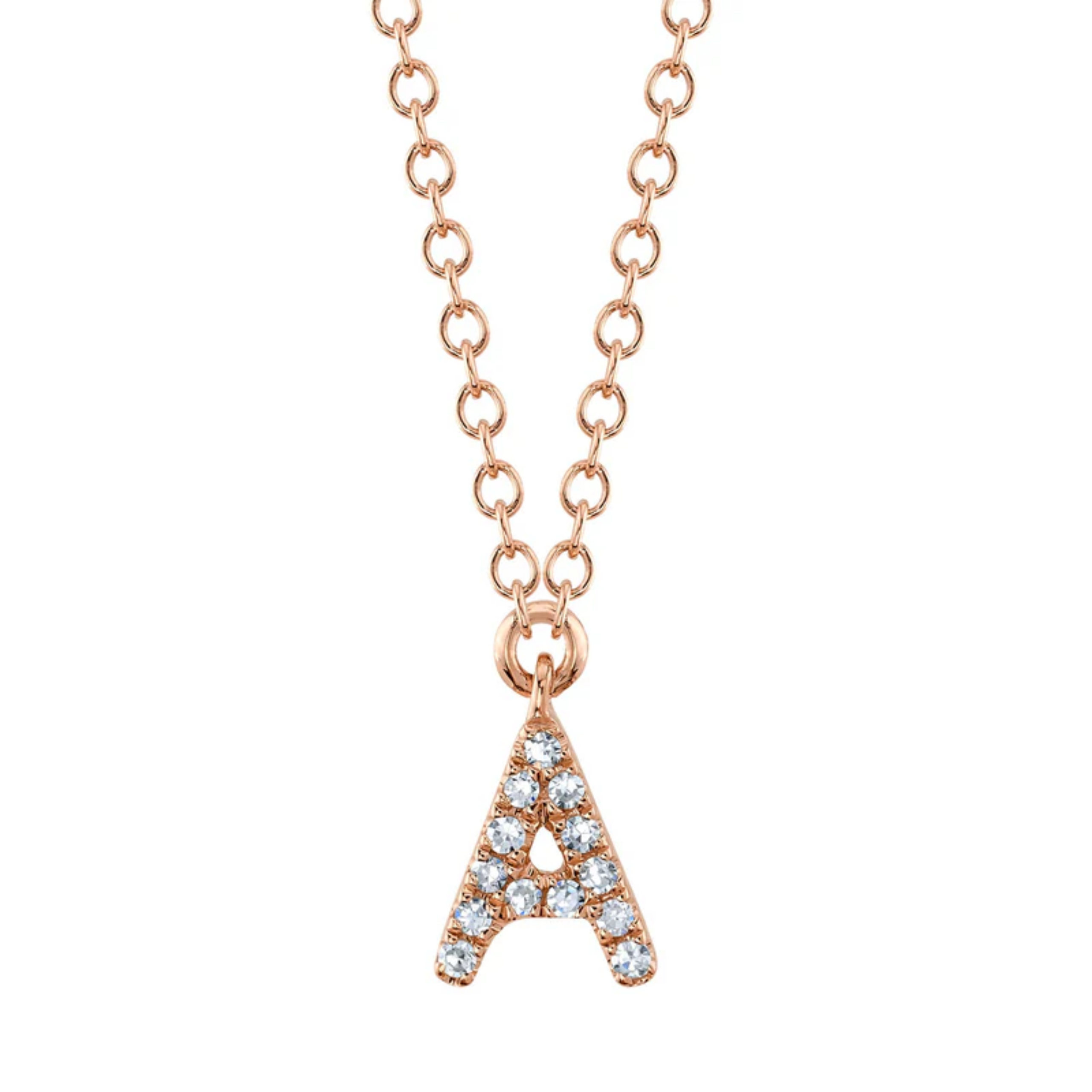 Diamond Initial Necklace solid 14K gold jewelry