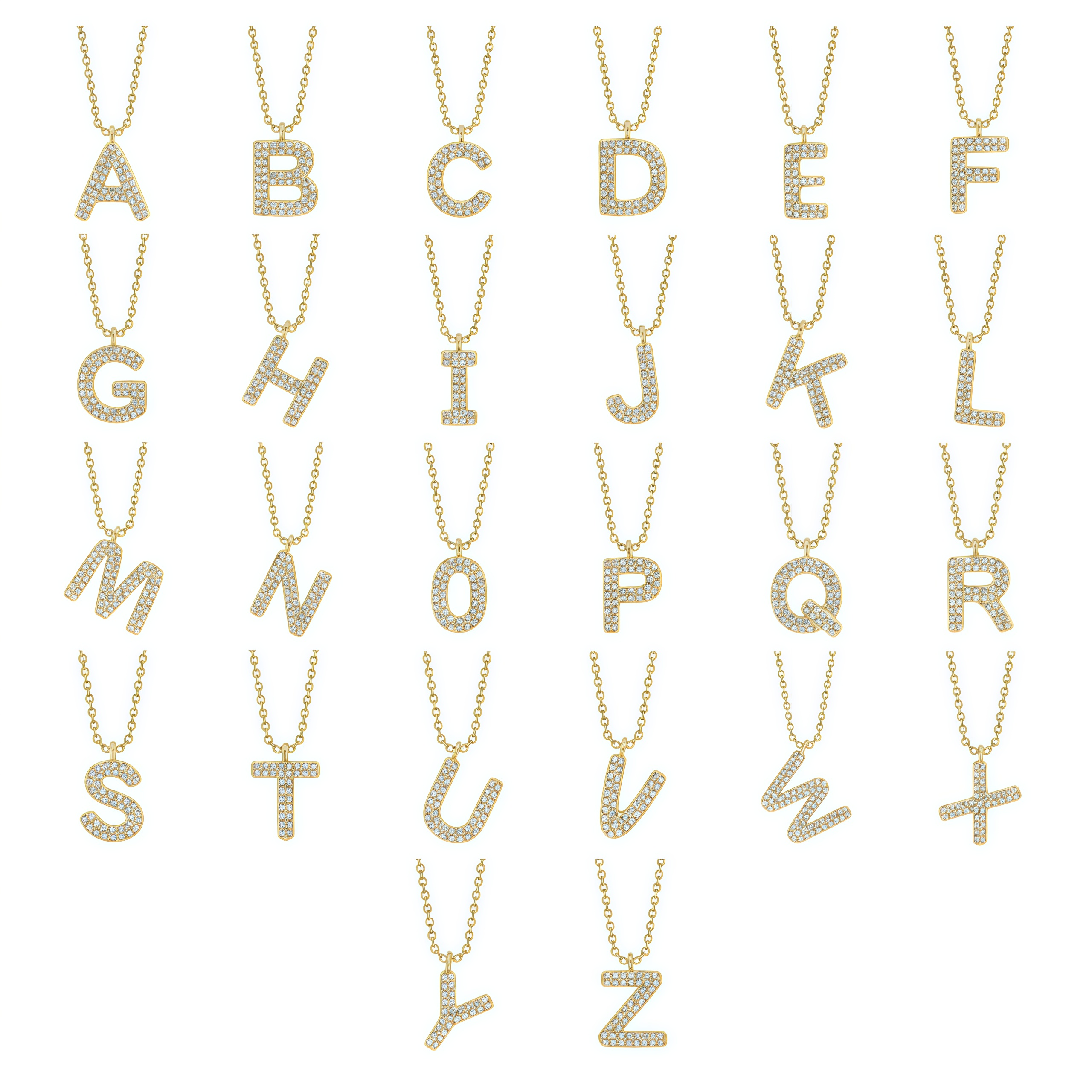 Pavé Initial Necklace solid 14K gold jewelry