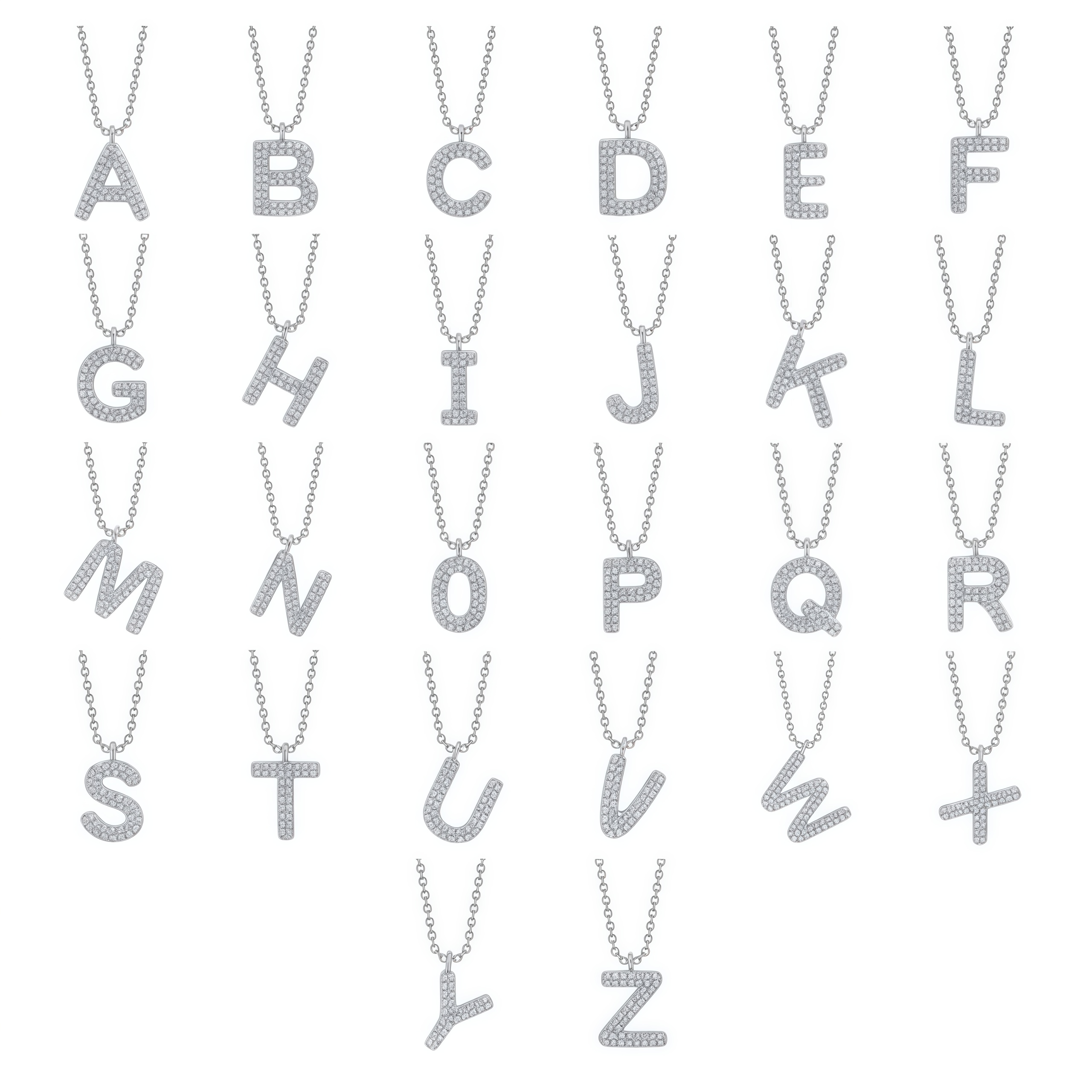 Pavé Initial Necklace solid 14K gold jewelry