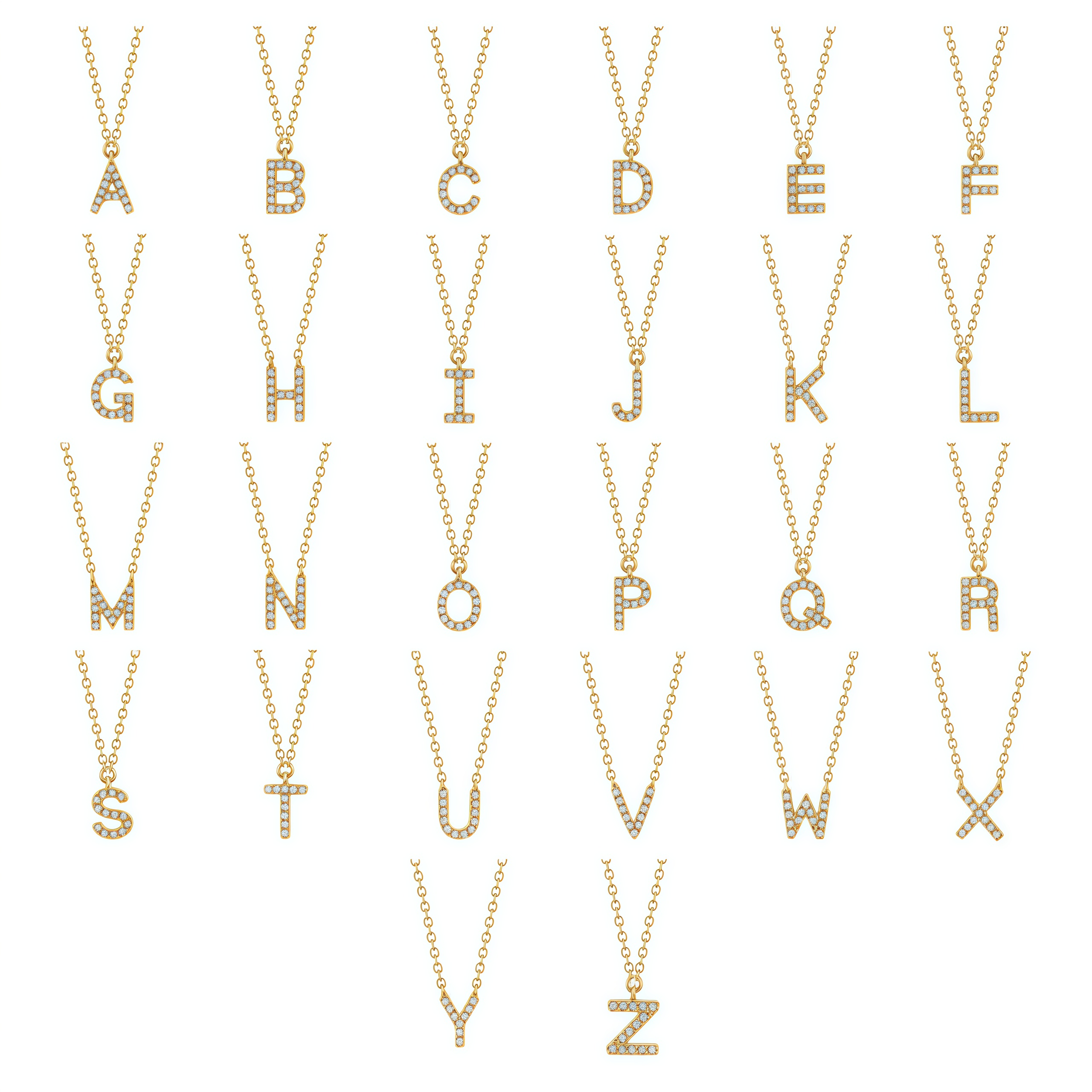 Diamond Initial Necklace solid 14K gold jewelry