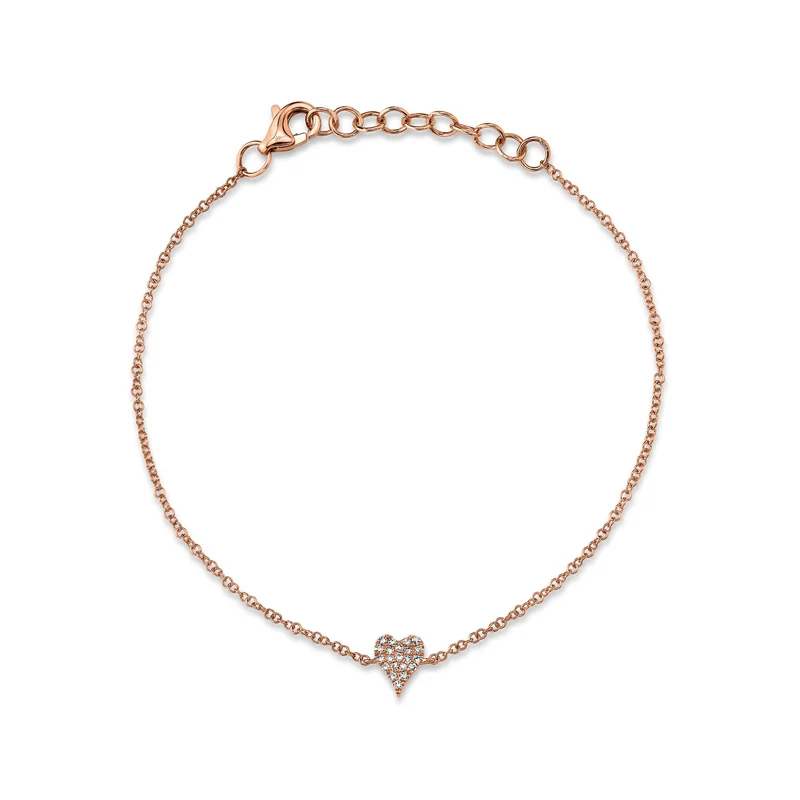 14K Rose Gold Pointy Diamond Heart Bracelet