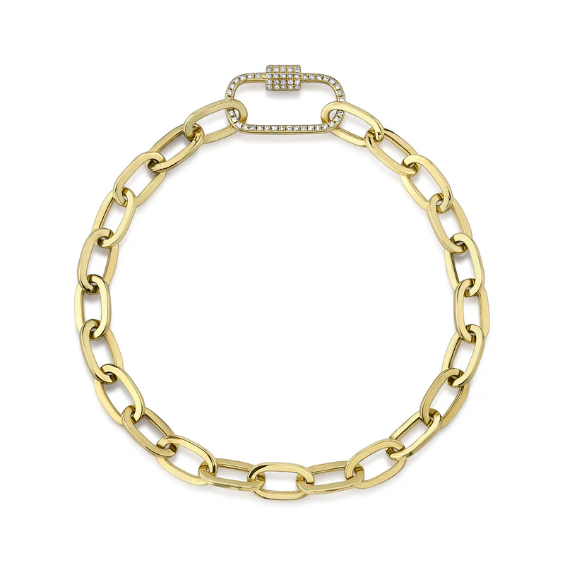 Diamond Lock Paperclip Bracelet