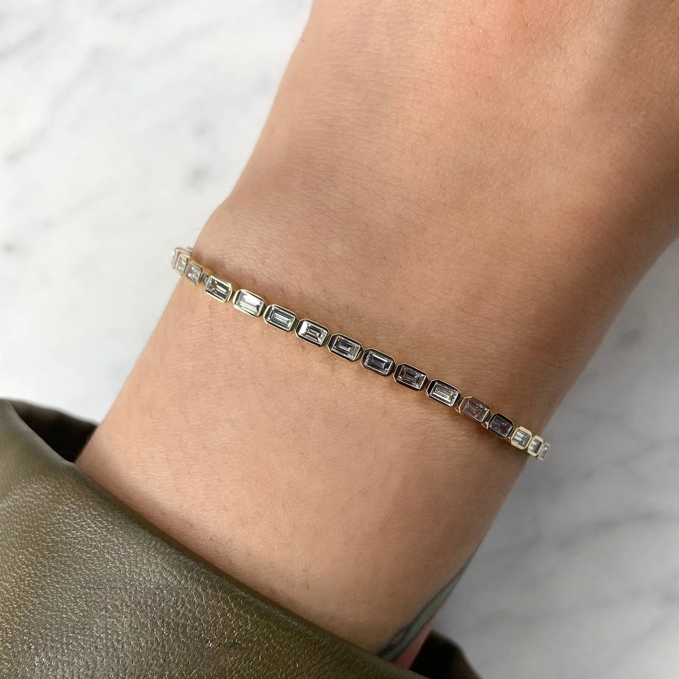2.20CT Diamond Baguette Bezel Tennis Bracelet
