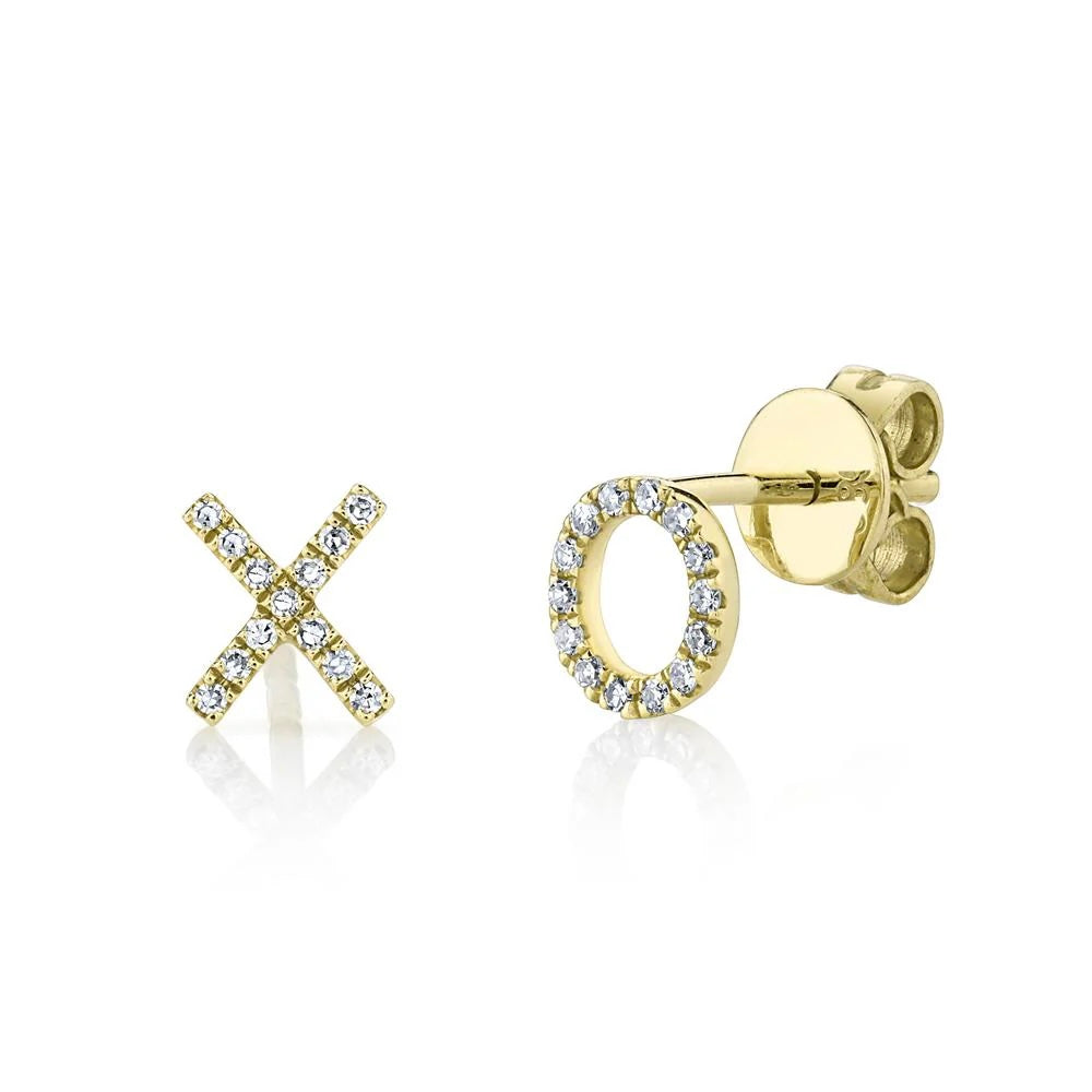 XO Diamond Studs in solid 14k gold – handcrafted by Nancy's Jewelry
