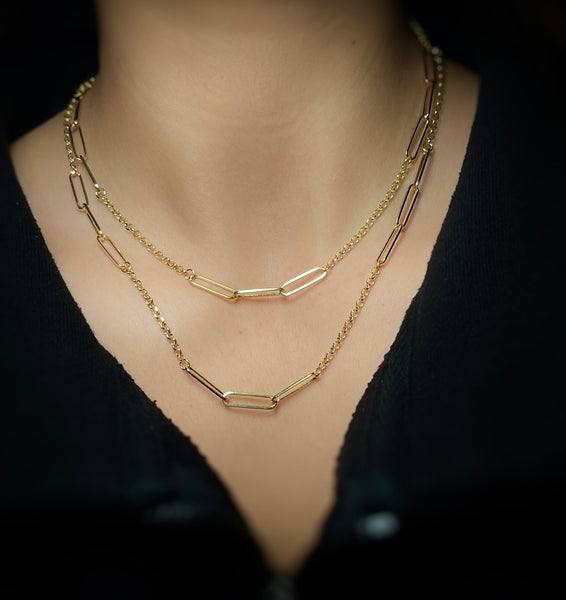 14KT Yellow Gold Paperclip Necklace