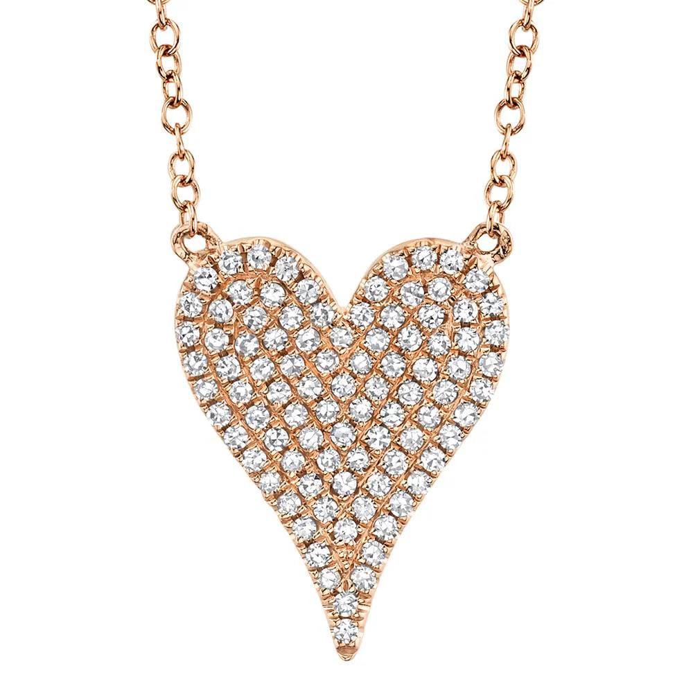 0.21CT Diamond Pave Heart Necklace in solid 14k gold – handcrafted by Nancy's Jewelry