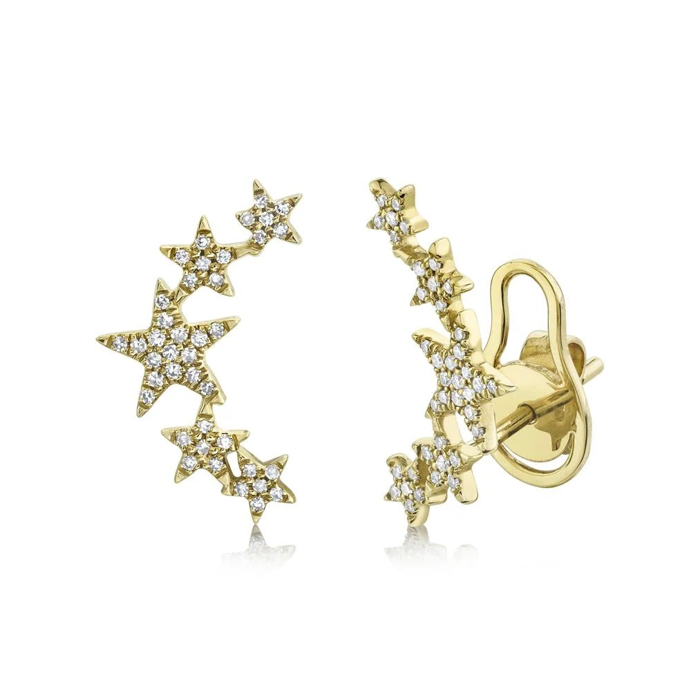 0.17CT Diamond Star Earring | Earrings in 14K Gold = Nancy's Jewelry