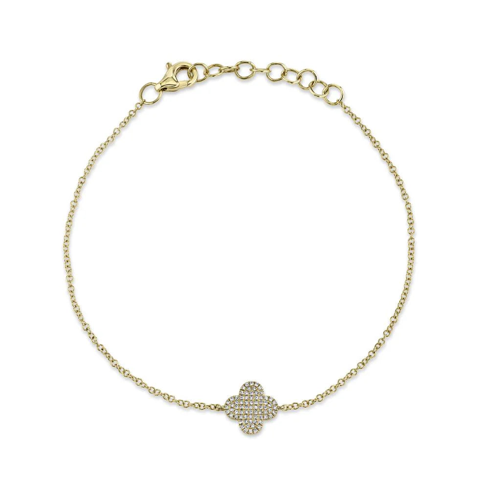 0.16CT Diamond Pave Clover Bracelet | Bracelets in 14K Gold = Nancy's Jewelry