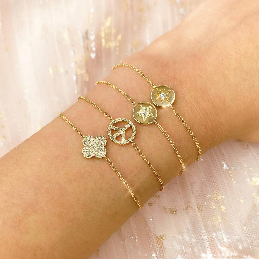 0.16CT Diamond Pave Clover Bracelet | Bracelets in 14K Gold = Nancy's Jewelry