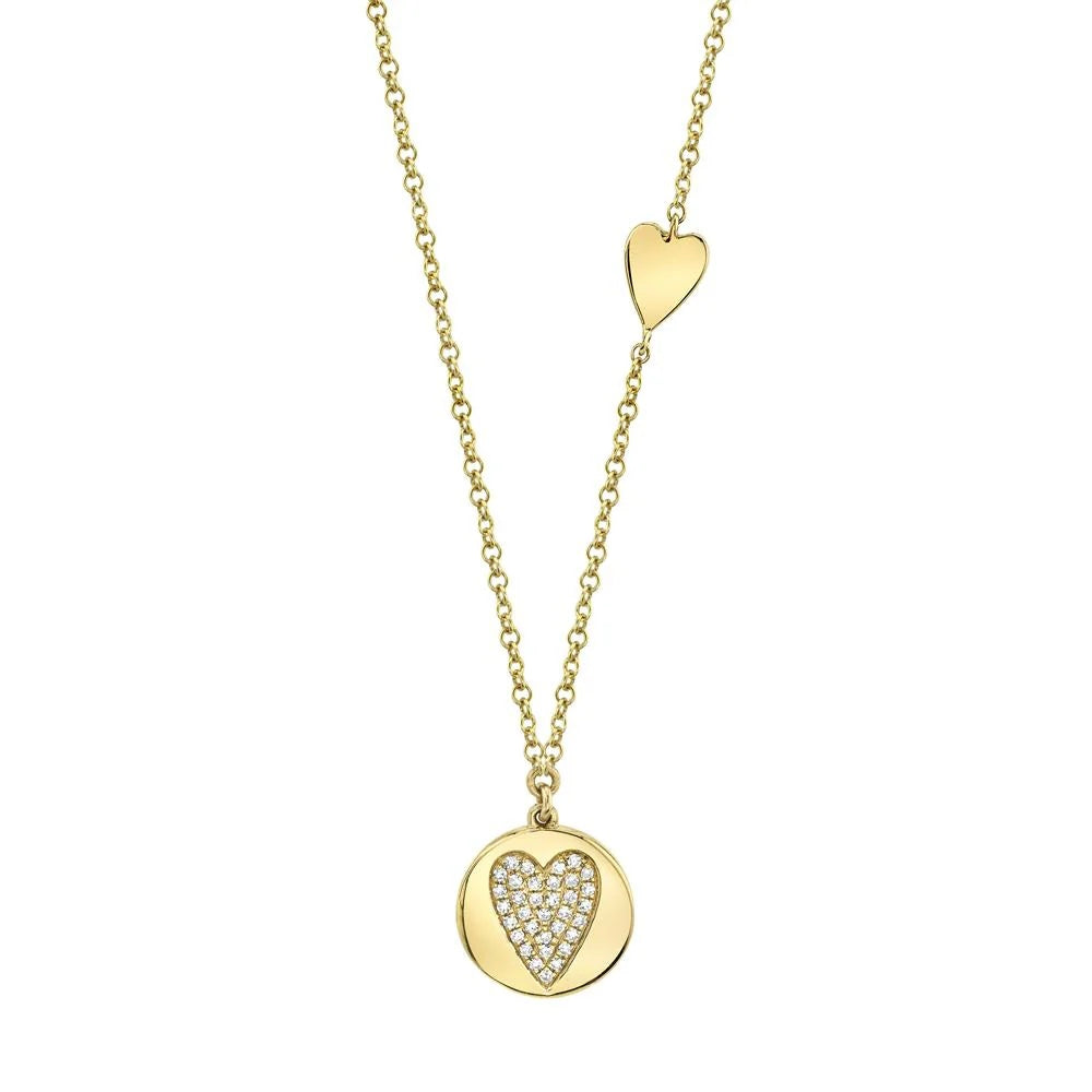 0.08CT Diamond Pave Heart Disc Necklace | Necklaces in 14K Gold = Nancy's Jewelry
