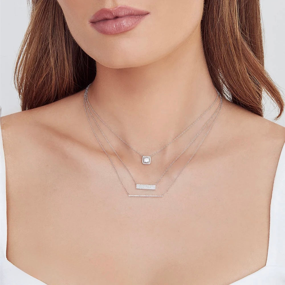 0.22CT Diamond Baguette Necklace | Necklaces in 14K Gold = Nancy's Jewelry