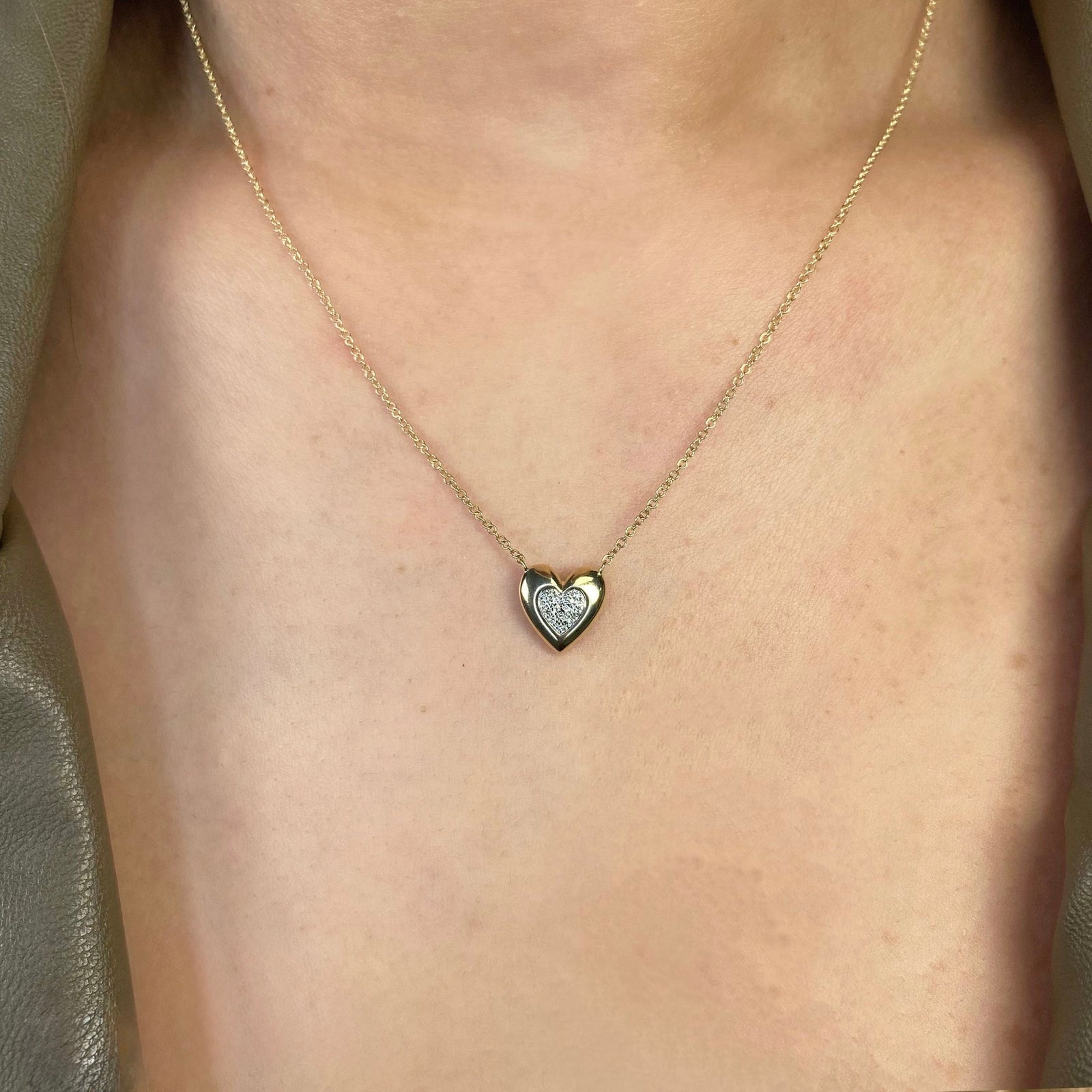 0.04CT Diamond Heart Necklace | Necklaces in 14K Gold = Nancy's Jewelry