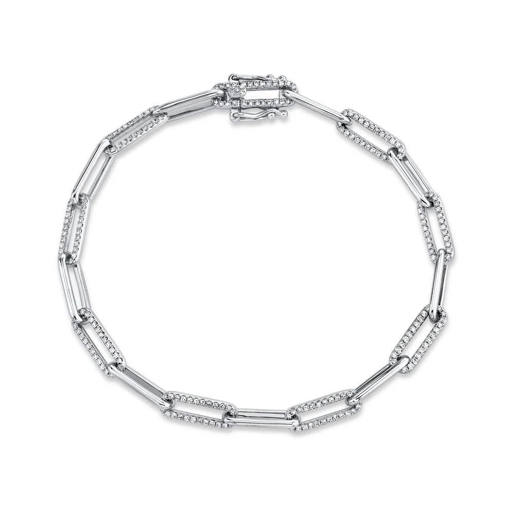 0.74CT Diamond Paper Clip Link Bracelet | Bracelets in 14K Gold = Nancy's Jewelry