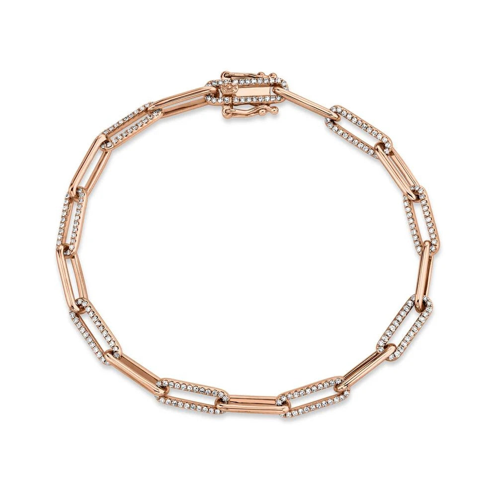 0.74CT Diamond Paper Clip Link Bracelet | Bracelets in 14K Gold = Nancy's Jewelry