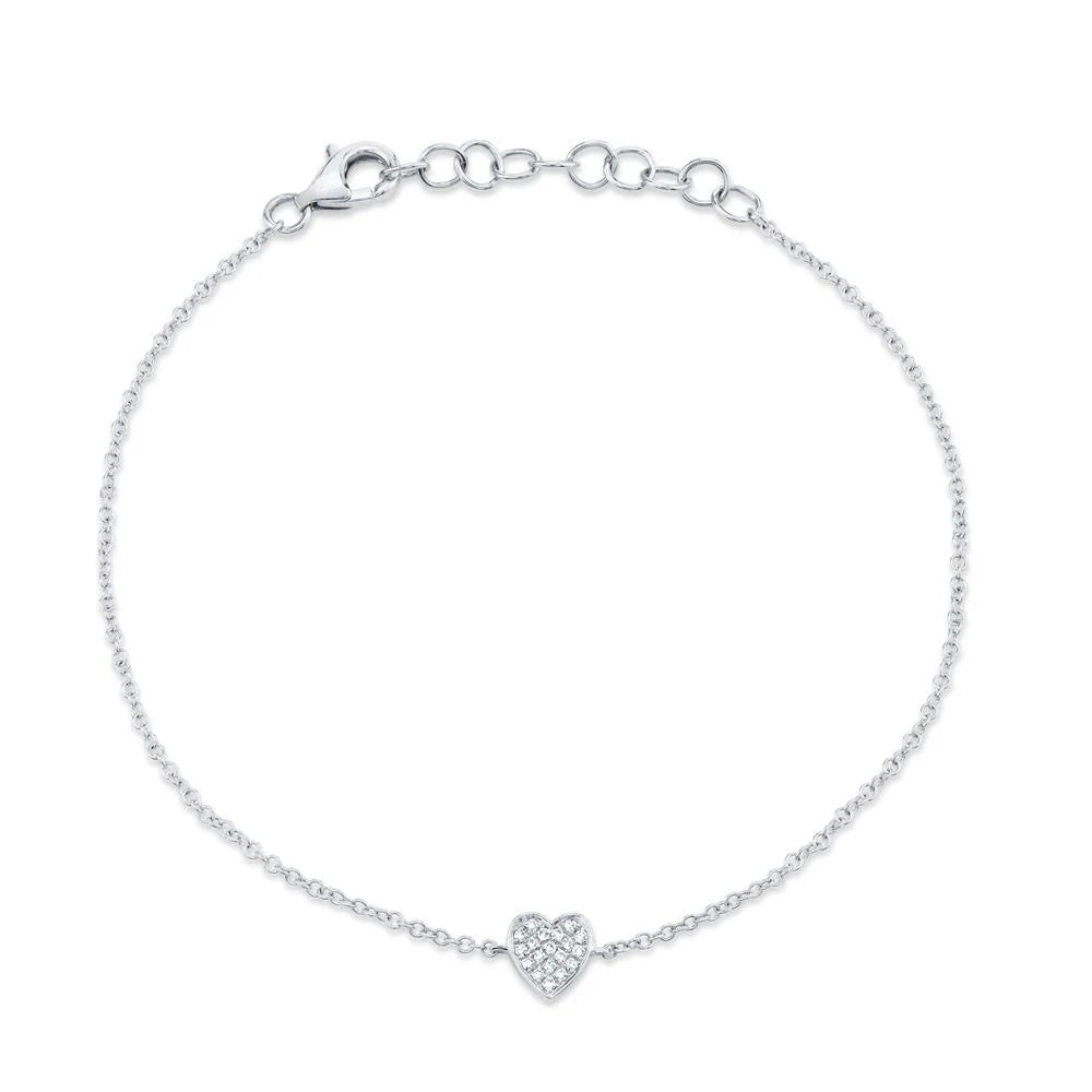 0.04CT Diamond Pave Heart Bracelet