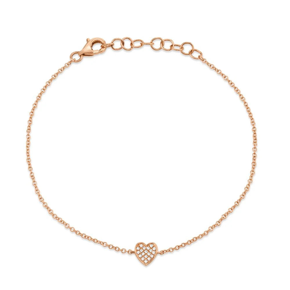 0.04CT Diamond Pave Heart Bracelet