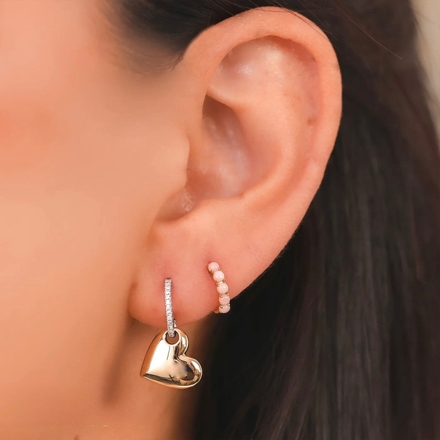 Pink Opal Huggie Earring