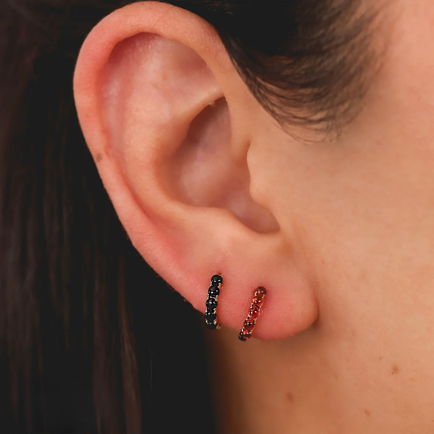 Black Onyx Huggie Earring