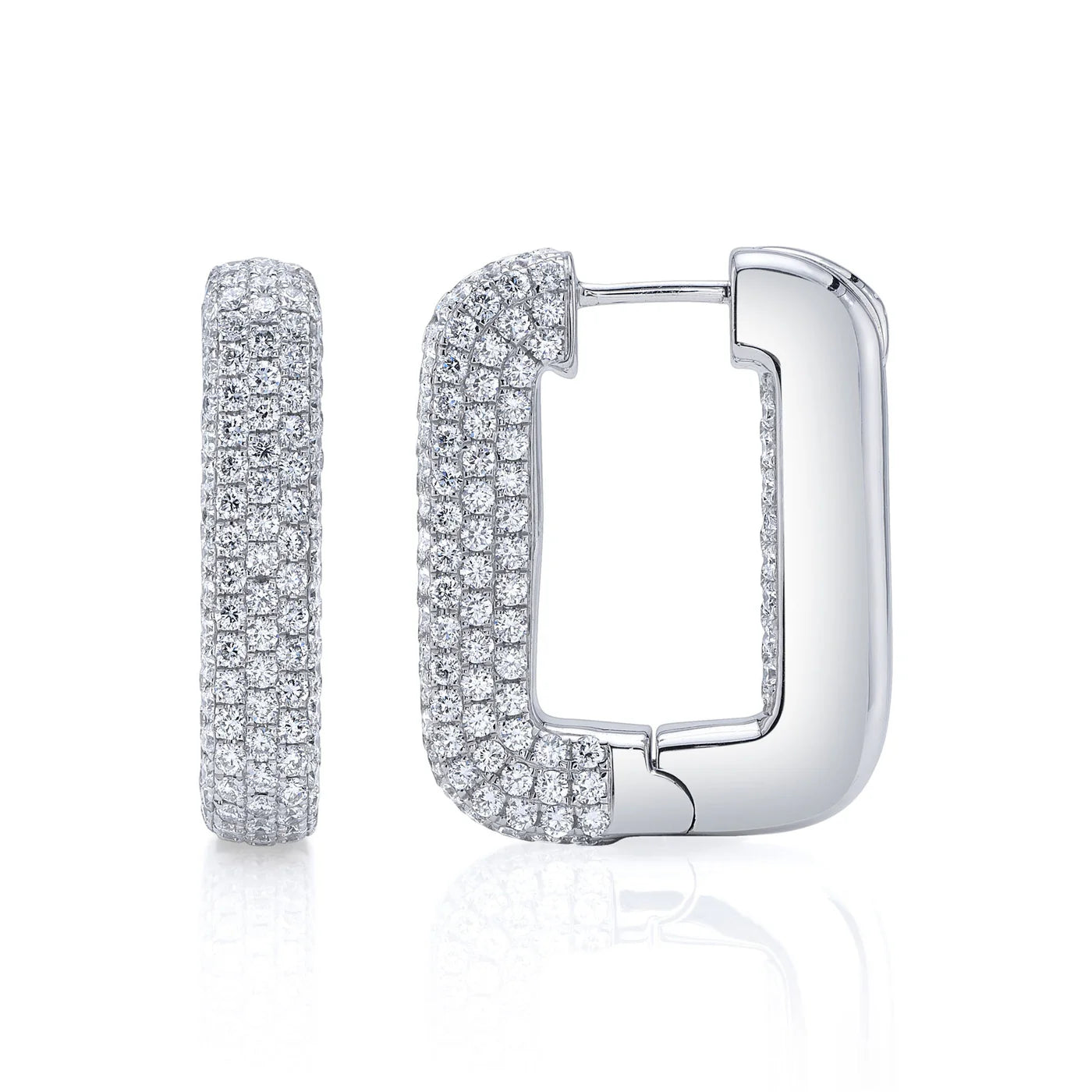4.13CT Diamond Pave Rectangle Hoop Earring