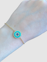 Load image into Gallery viewer, 14Kt Yellow Gold Diamond and Turquoise Bracelet
