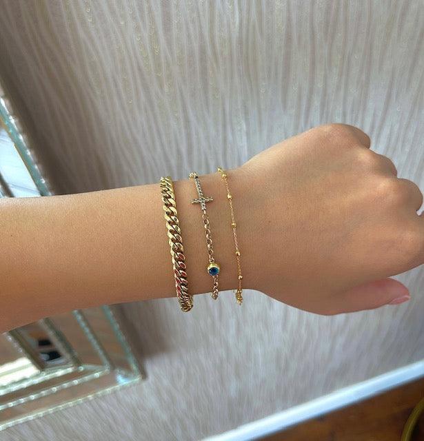 Diamond-Cut Ball Bracelet in solid 14k gold – handcrafted by Nancy's Jewelry