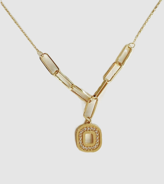 14Kt Yellow Gold Partial Paperclip Cubic Zirconia Necklace
