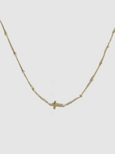 Load image into Gallery viewer, 14Kt Yellow Gold Sideways Cross &amp; Beaded Necklace
