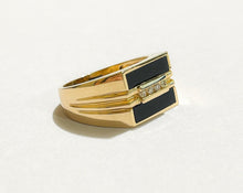 Load image into Gallery viewer, Men&#39;s Black Onyx 14kt Yellow Gold Diamond Ring
