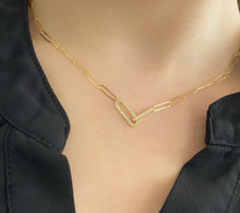 Load image into Gallery viewer, 14Kt Yellow Gold Diamond Paperclip Necklace
