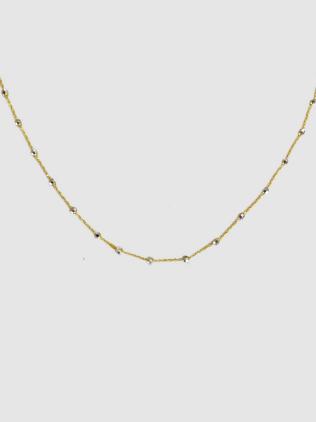 14Kt Yellow Gold Two Tone Diamond Cut Ball Necklace